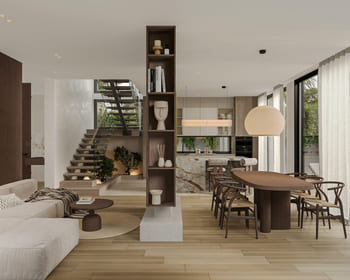 Integrated dining and lounge areas